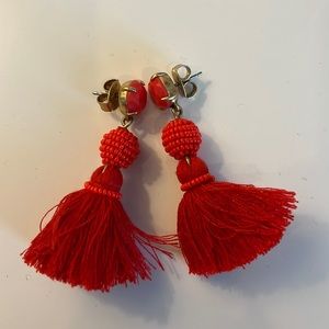Jcrew red tassel earrings